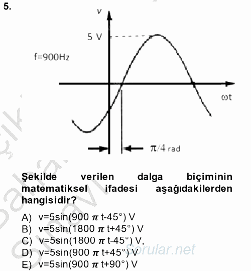 Elektrik Enerjisi İletimi ve Dağıtımı 2014 - 2015 Ara Sınavı 5.Soru