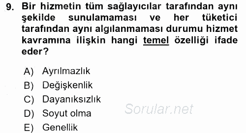 Sosyal Hizmet Yönetimi 2016 - 2017 3 Ders Sınavı 9.Soru