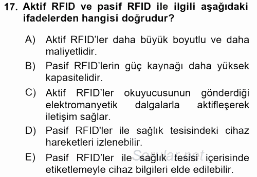 Sağlık Sosyolojisi 2017 - 2018 Dönem Sonu Sınavı 17.Soru