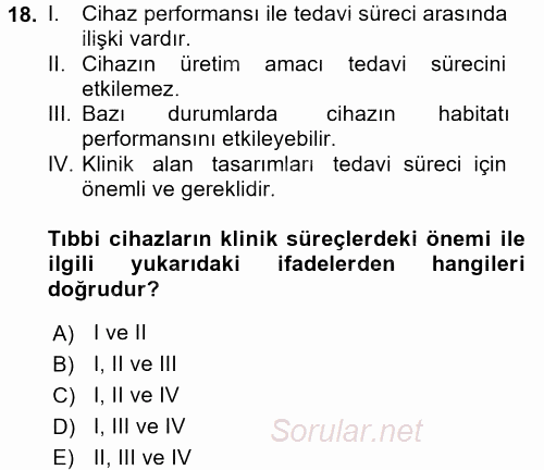 Sağlık Sosyolojisi 2017 - 2018 Dönem Sonu Sınavı 18.Soru