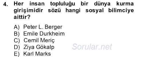 Topluma Hizmet Eğitimi 2014 - 2015 Dönem Sonu Sınavı 4.Soru