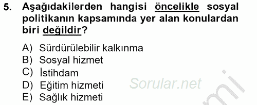 Topluma Hizmet Eğitimi 2014 - 2015 Dönem Sonu Sınavı 5.Soru