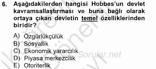 Topluma Hizmet Eğitimi 2014 - 2015 Dönem Sonu Sınavı 6.Soru