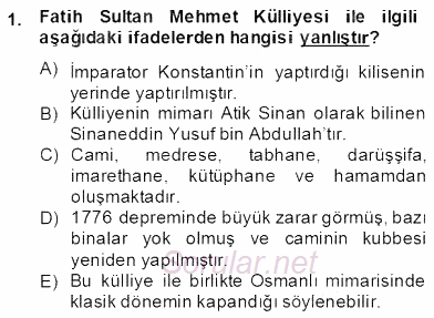 Mimarlik Tarihi 2013 - 2014 Dönem Sonu Sınavı 1.Soru