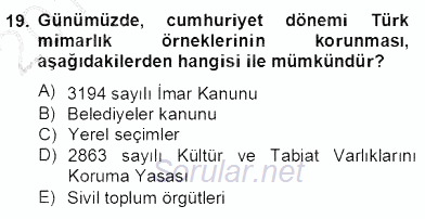 Mimarlik Tarihi 2013 - 2014 Dönem Sonu Sınavı 19.Soru