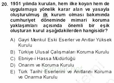 Mimarlik Tarihi 2013 - 2014 Dönem Sonu Sınavı 20.Soru