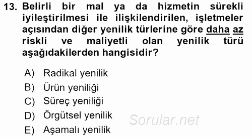 Tüketim Bilinci ve Bilinçli Tüketici 2017 - 2018 Ara Sınavı 13.Soru