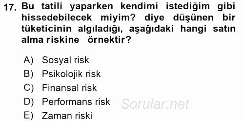 Tüketim Bilinci ve Bilinçli Tüketici 2017 - 2018 Ara Sınavı 17.Soru