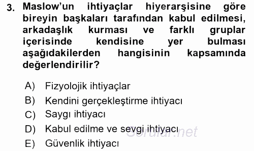 Tüketim Bilinci ve Bilinçli Tüketici 2017 - 2018 Ara Sınavı 3.Soru