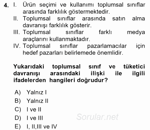 Tüketim Bilinci ve Bilinçli Tüketici 2017 - 2018 Ara Sınavı 4.Soru