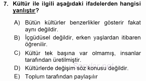 Tüketim Bilinci ve Bilinçli Tüketici 2017 - 2018 Ara Sınavı 7.Soru