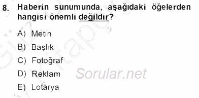 Toplum ve İletişim 2014 - 2015 Ara Sınavı 8.Soru