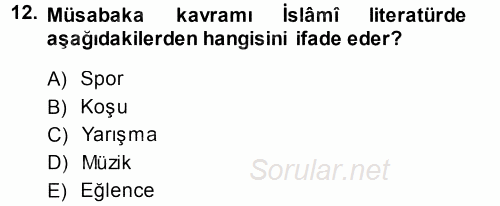 Günümüz Fıkıh Problemleri 2014 - 2015 Tek Ders Sınavı 12.Soru