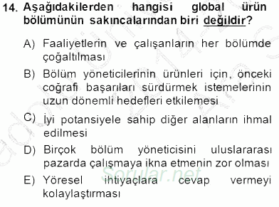 Uluslararası İşletmecilik 2014 - 2015 Ara Sınavı 14.Soru