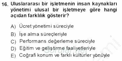 Uluslararası İşletmecilik 2014 - 2015 Ara Sınavı 16.Soru