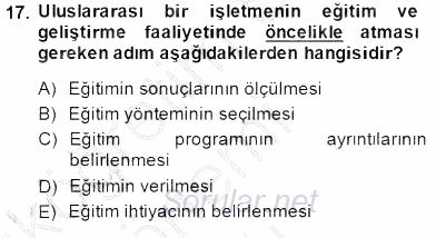 Uluslararası İşletmecilik 2014 - 2015 Ara Sınavı 17.Soru