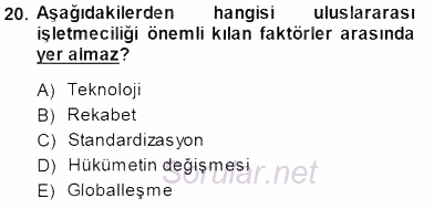 Uluslararası İşletmecilik 2014 - 2015 Ara Sınavı 20.Soru