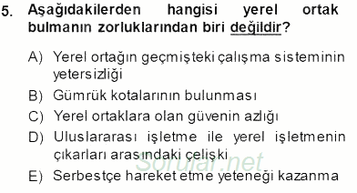 Uluslararası İşletmecilik 2014 - 2015 Ara Sınavı 5.Soru