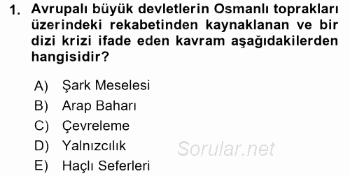 Orta Doğuda Siyaset 2016 - 2017 Dönem Sonu Sınavı 1.Soru