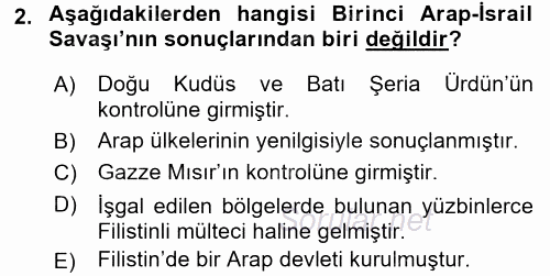 Orta Doğuda Siyaset 2016 - 2017 Dönem Sonu Sınavı 2.Soru