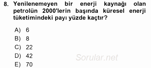 Orta Doğuda Siyaset 2016 - 2017 Dönem Sonu Sınavı 8.Soru