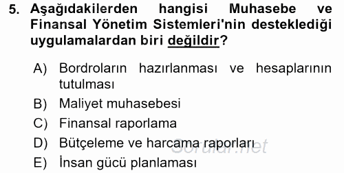 Sağlık Kurumlarında Bilgi Sistemleri 2015 - 2016 Tek Ders Sınavı 5.Soru