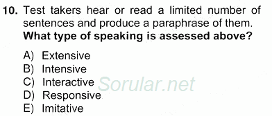 Yabancı Dil Öğretiminde Ölçme Ve Değerlendirme 2 2012 - 2013 Ara Sınavı 10.Soru