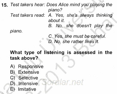Yabancı Dil Öğretiminde Ölçme Ve Değerlendirme 2 2012 - 2013 Ara Sınavı 15.Soru