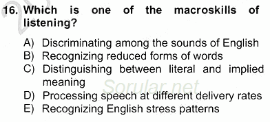 Yabancı Dil Öğretiminde Ölçme Ve Değerlendirme 2 2012 - 2013 Ara Sınavı 16.Soru
