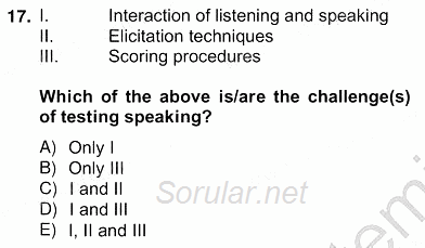 Yabancı Dil Öğretiminde Ölçme Ve Değerlendirme 2 2012 - 2013 Ara Sınavı 17.Soru