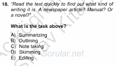 Yabancı Dil Öğretiminde Ölçme Ve Değerlendirme 2 2012 - 2013 Ara Sınavı 18.Soru