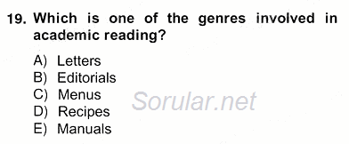 Yabancı Dil Öğretiminde Ölçme Ve Değerlendirme 2 2012 - 2013 Ara Sınavı 19.Soru