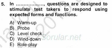 Yabancı Dil Öğretiminde Ölçme Ve Değerlendirme 2 2012 - 2013 Ara Sınavı 5.Soru