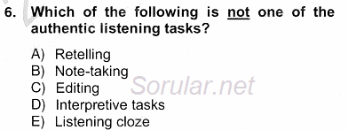 Yabancı Dil Öğretiminde Ölçme Ve Değerlendirme 2 2012 - 2013 Ara Sınavı 6.Soru