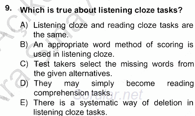 Yabancı Dil Öğretiminde Ölçme Ve Değerlendirme 2 2012 - 2013 Ara Sınavı 9.Soru