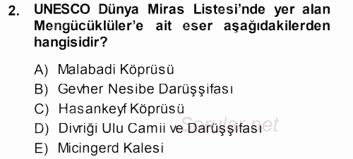 Türkiye Selçuklu Tarihi 2013 - 2014 Dönem Sonu Sınavı 2.Soru