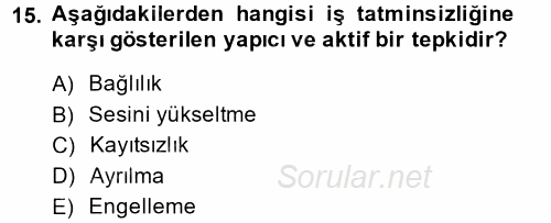 Örgütsel Davranış 2013 - 2014 Ara Sınavı 15.Soru