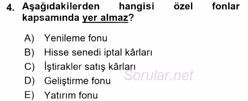 Genel Muhasebe 2015 - 2016 Dönem Sonu Sınavı 4.Soru