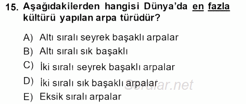 Tarla Bitkileri 1 2013 - 2014 Ara Sınavı 15.Soru