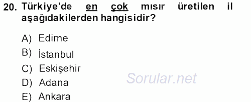 Tarla Bitkileri 1 2013 - 2014 Ara Sınavı 20.Soru