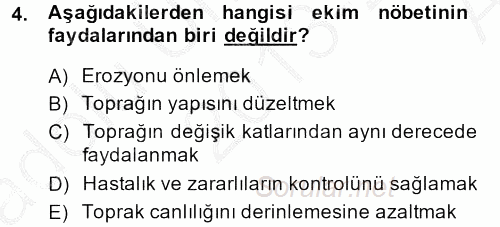 Tarla Bitkileri 1 2013 - 2014 Ara Sınavı 4.Soru