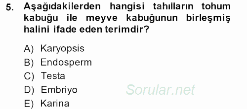 Tarla Bitkileri 1 2013 - 2014 Ara Sınavı 5.Soru