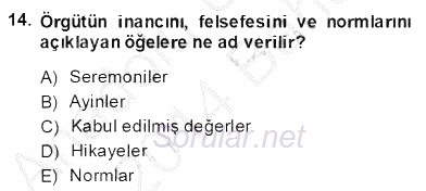 Organizasyonlarda Davranış 2013 - 2014 Dönem Sonu Sınavı 14.Soru