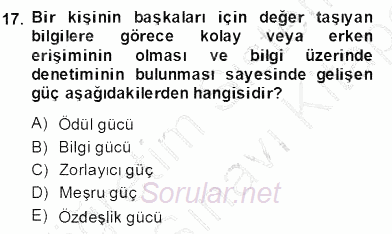 Organizasyonlarda Davranış 2013 - 2014 Dönem Sonu Sınavı 17.Soru