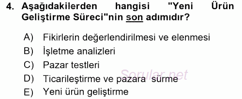 Yenilik Yönetimi 2017 - 2018 3 Ders Sınavı 4.Soru