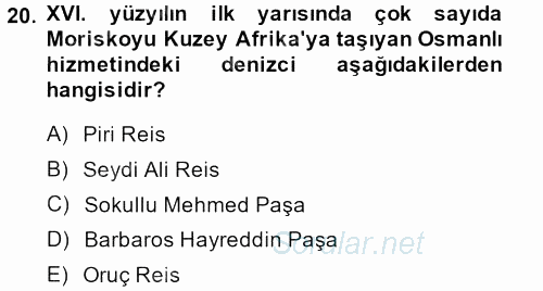 İslam Tarihi ve Medeniyeti 1 2014 - 2015 Dönem Sonu Sınavı 20.Soru