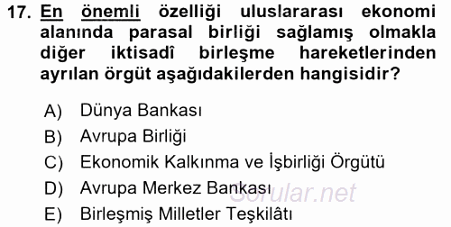 Uluslararası Hukuk 2 2015 - 2016 Tek Ders Sınavı 17.Soru