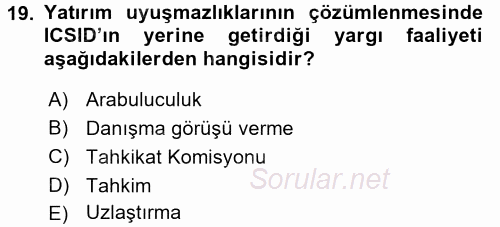 Uluslararası Hukuk 2 2015 - 2016 Tek Ders Sınavı 19.Soru