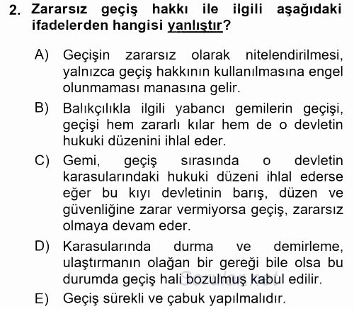 Uluslararası Hukuk 2 2015 - 2016 Tek Ders Sınavı 2.Soru
