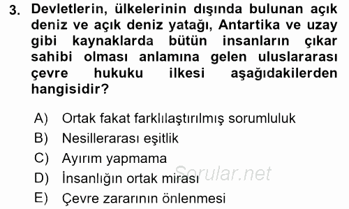 Uluslararası Hukuk 2 2015 - 2016 Tek Ders Sınavı 3.Soru